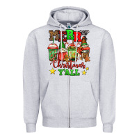 Heather Grey merry Christmas y'all gnome coffee Zipper Hoodie - Jasminsmagicworld