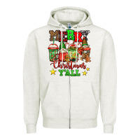 Oatmeal Heather merry Christmas y'all gnome coffee Zipper Hoodie - Jasminsmagicworld