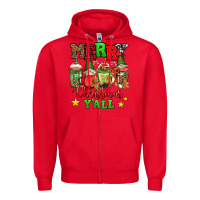 Red merry Christmas y'all gnome coffee Zipper Hoodie - Jasminsmagicworld