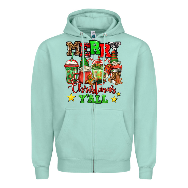 Merry Christmas Y'all Gnome Coffee Zipper Hoodie by Jasminsmagicworld | Teevron