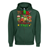 Sports Green merry Christmas y'all gnome coffee Zipper Hoodie - Jasminsmagicworld