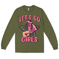 Army Green lets go girls cowgirl boots star Long Sleeve Tee - MaliasSmallBusiness