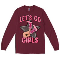 Burgundy lets go girls cowgirl boots star Long Sleeve Tee - MaliasSmallBusiness