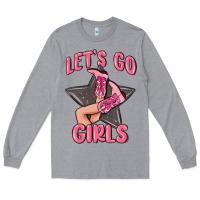 Heather Grey lets go girls cowgirl boots star Long Sleeve Tee - MaliasSmallBusiness