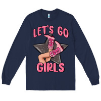 Navy lets go girls cowgirl boots star Long Sleeve Tee - MaliasSmallBusiness