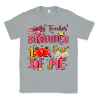 Heather Grey my teacher survived 100 days of me Classic Tee - MaliasSmallBusiness