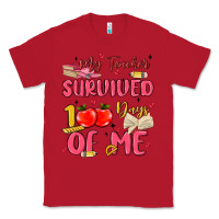 Red my teacher survived 100 days of me Classic Tee - MaliasSmallBusiness