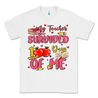 White my teacher survived 100 days of me Classic Tee - MaliasSmallBusiness