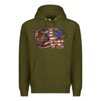 Army Green Love America Eagle 4th of july Premium Hoodie - HowdyJamesFarm