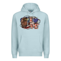 Blue Mist Love America Eagle 4th of july Premium Hoodie - HowdyJamesFarm