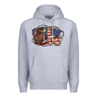 Heather Grey Love America Eagle 4th of july Premium Hoodie - HowdyJamesFarm