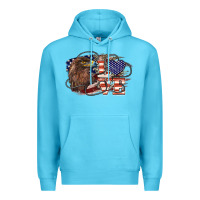 Ocean Blue Love America Eagle 4th of july Premium Hoodie - HowdyJamesFarm