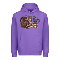 Purple Love America Eagle 4th of july Premium Hoodie - HowdyJamesFarm
