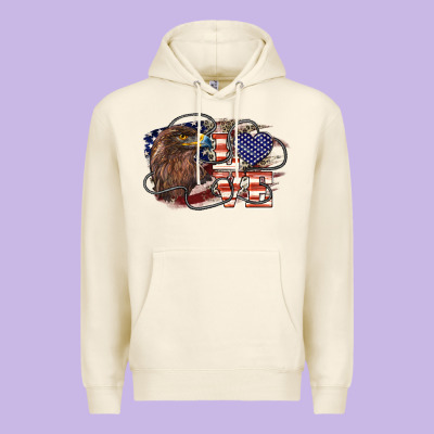 Love America Eagle 4th Of July Premium Hoodie Designed By Howdyjamesfarm