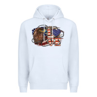 White Love America Eagle 4th of july Premium Hoodie - HowdyJamesFarm