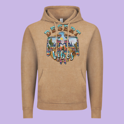 Desert Vibes Thunderbird Vintage Hoodie Designed By Barkaloodesign