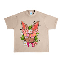 French Oak bunny with floral Urban Heavy Tee - MaliasSmallBusiness