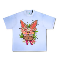 Grape Ice bunny with floral Urban Heavy Tee - MaliasSmallBusiness