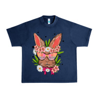 Navy bunny with floral Urban Heavy Tee - MaliasSmallBusiness