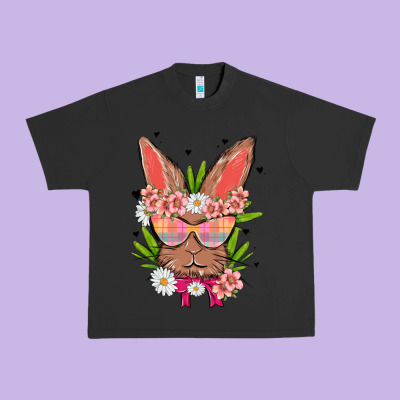 Bunny With Floral Urban Heavy Tee Designed By Maliassmallbusiness