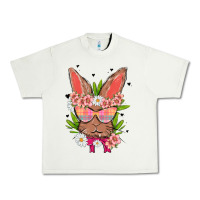 Pistachio bunny with floral Urban Heavy Tee - MaliasSmallBusiness