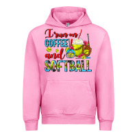Fuchsia Pink I Run On Coffee And Softball Frappe Urban Hoodie - FaDigitalArtStudio