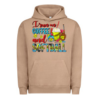Pigment Burro I Run On Coffee And Softball Frappe Urban Hoodie - FaDigitalArtStudio