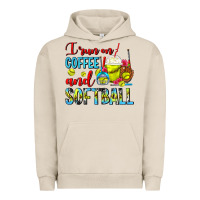 Pigment French Oak I Run On Coffee And Softball Frappe Urban Hoodie - FaDigitalArtStudio