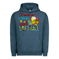 Pigment Midnight Navy I Run On Coffee And Softball Frappe Urban Hoodie - FaDigitalArtStudio