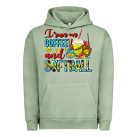 Pigment Oil Green I Run On Coffee And Softball Frappe Urban Hoodie - FaDigitalArtStudio