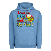 Pigment Pebble Blue I Run On Coffee And Softball Frappe Urban Hoodie - FaDigitalArtStudio