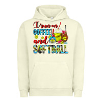 Pigment Pistachio I Run On Coffee And Softball Frappe Urban Hoodie - FaDigitalArtStudio