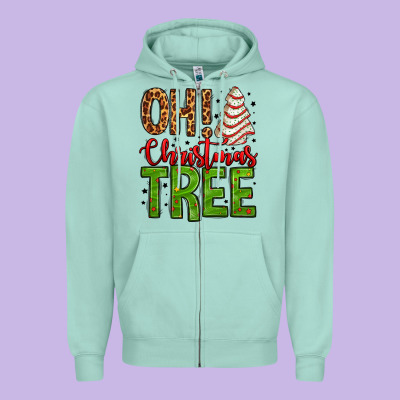 Oh Christmas Tree Cake Zipper Hoodie Designed By Jasminsmagicworld