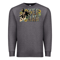 Charcoal Heather Yee haw Cowboy western Premium Sweatshirt - HowdyJamesFarm