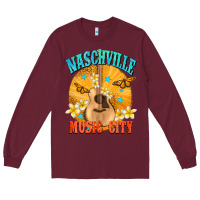 Burgundy naschville music city Long Sleeve Tee - NancyCooperArtShop