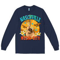 Navy naschville music city Long Sleeve Tee - NancyCooperArtShop