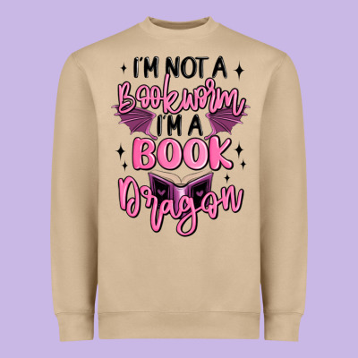 I'm Not A Booksorm I'm A Book Dragon Heavyweight Sweatshirt Designed By Maliassmallbusiness