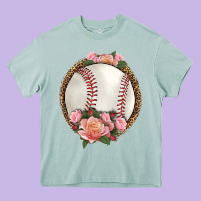Western Baseball With Roses Heavy Core Tee Designed By Hra Design Shop