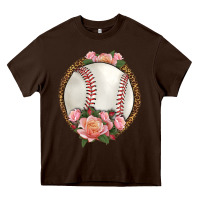 Chocolate Brown western baseball with roses Heavy Core Tee - HRA Design Shop