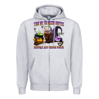 Heather Grey this witch needs coffee before any hocus pocus Zipper Hoodie - BarkalooDesign