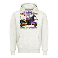 Oatmeal Heather this witch needs coffee before any hocus pocus Zipper Hoodie - BarkalooDesign