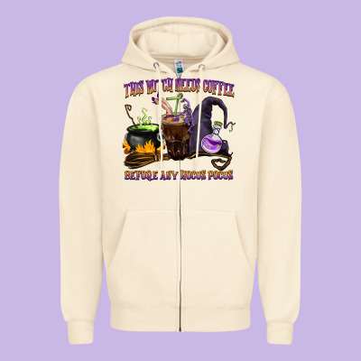 This Witch Needs Coffee Before Any Hocus Pocus Zipper Hoodie Designed By Barkaloodesign