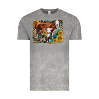 Cloud Rock Hereford Cow and Hereford Calf With Leopard Vintage Tee - LillyAllenDesigns