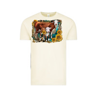 Vintage Arctic Hereford Cow and Hereford Calf With Leopard Vintage Tee - LillyAllenDesigns