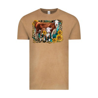 Vintage Camel Hereford Cow and Hereford Calf With Leopard Vintage Tee - LillyAllenDesigns