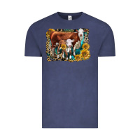Hereford Cow And Hereford Calf With Leopard Vintage Tee | Teevron