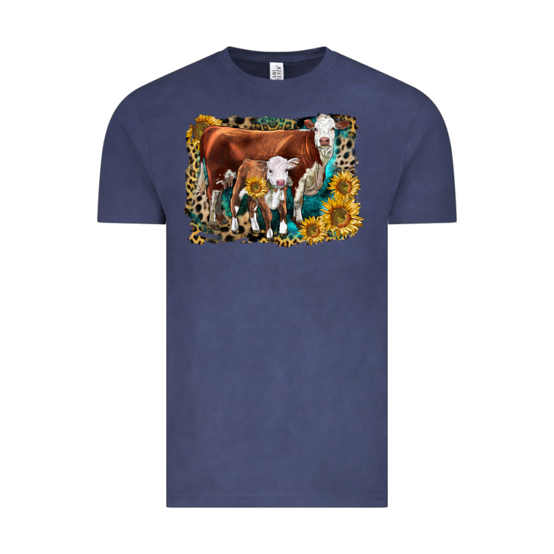 Hereford Cow And Hereford Calf With Leopard Vintage Tee by LillyAllenDesigns | Teevron