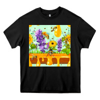 Black honeydrip bee lavender daisy sunflower seamless pa Heavy Core Tee - FaDigitalArtStudio