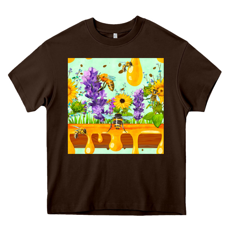 Honeydrip Bee Lavender Daisy Sunflower Seamless Pa Heavy Core Tee by FaDigitalArtStudio | Teevron
