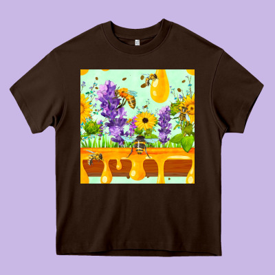 Honeydrip Bee Lavender Daisy Sunflower Seamless Pa Heavy Core Tee Designed By Fadigitalartstudio